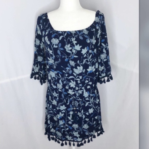 blue island Dresses & Skirts - Blue island blue floral off the shoulder dress